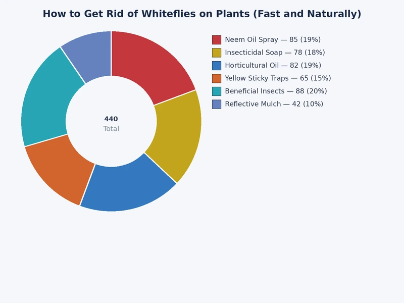 Bar chart comparing whitefly control methods by effectiveness, speed, and safety for edible plants