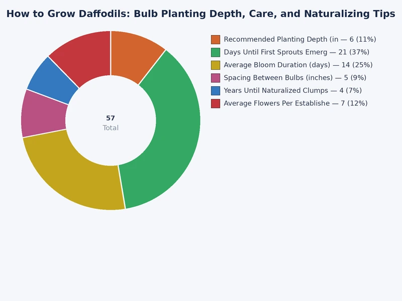 Chart comparing daffodil planting depth by bulb size and variety type