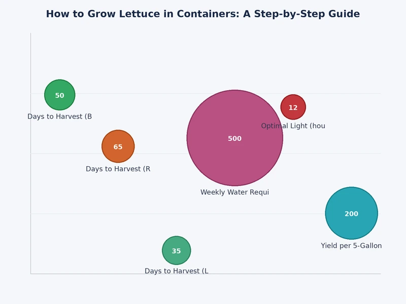 Chart comparing lettuce variety days to maturity and minimum container depth requirements