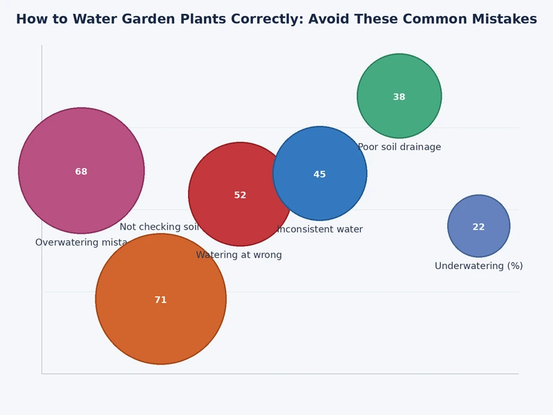 Chart comparing watering frequency and delivery methods against plant health outcomes across common garden types
