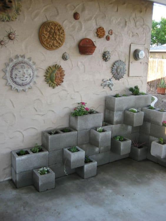 Stair Looking Concrete Block Planter Box