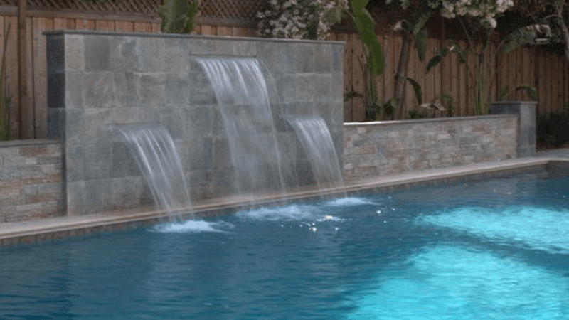 A Wall Fountain And Swimming Pool - Best Outdoor Fountain And Decoration Idea